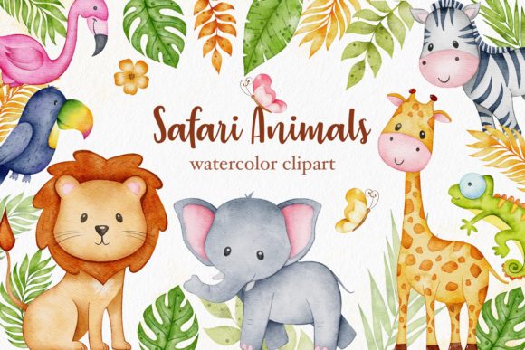 Download Watercolor Safari Baby Animals Clipart - Baby Collection