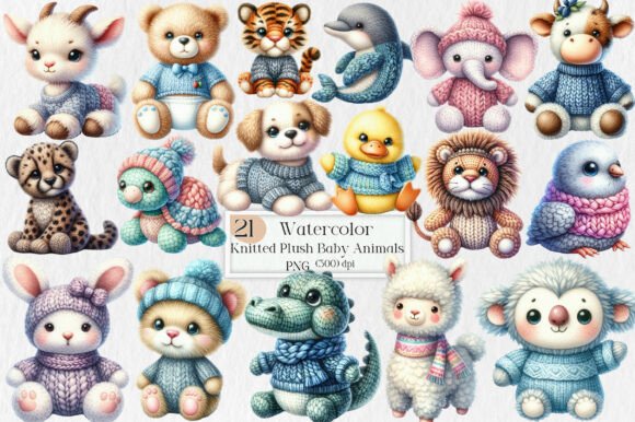 Download Knitted Plush Baby Animals Clipart PNG - Baby Collection