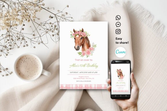 Download Boho Party with Garland Horse Invitation - Invitation Collection