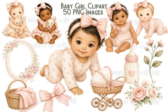 Download Baby Girl Clipart PNG Bundle - Baby Collection