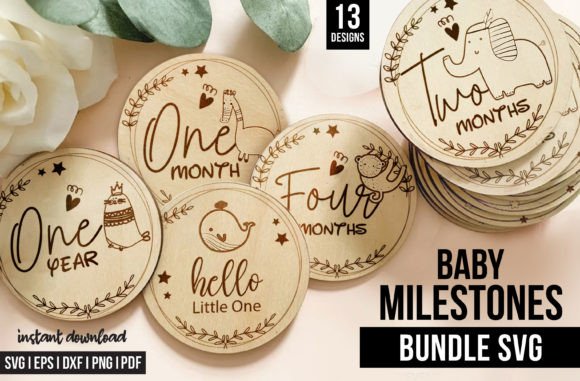 Download 13 Monthly Woodlans Baby Milestones SVG - Baby Collection