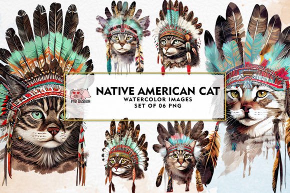 Download Native American Cat Sublimation Clipart - Native american Collection