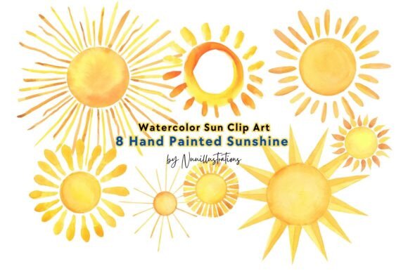 Download Sun Watercolor Clip Art Hand Painted - Paint Collection