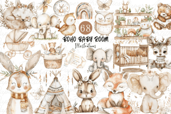 Download Boho Baby Clipart Bundle Boho Animals - Baby Collection