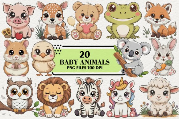Download Kawaii Baby Animals Clipart Bundle - Baby Collection
