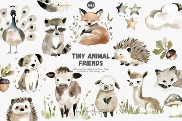 Download Watercolor Baby Animals Clipart Set - Baby Collection