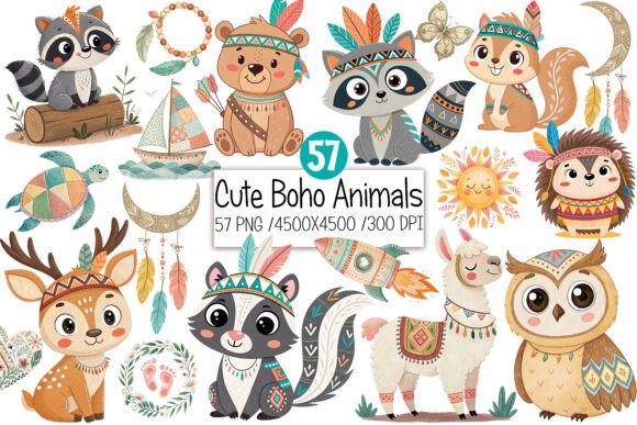 Download Boho Baby Clipart Bundle Boho Animals - Baby Collection