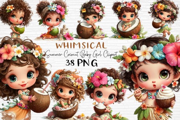 Download Whimsical Coconut Baby Girl Clipart PNG - Baby Collection